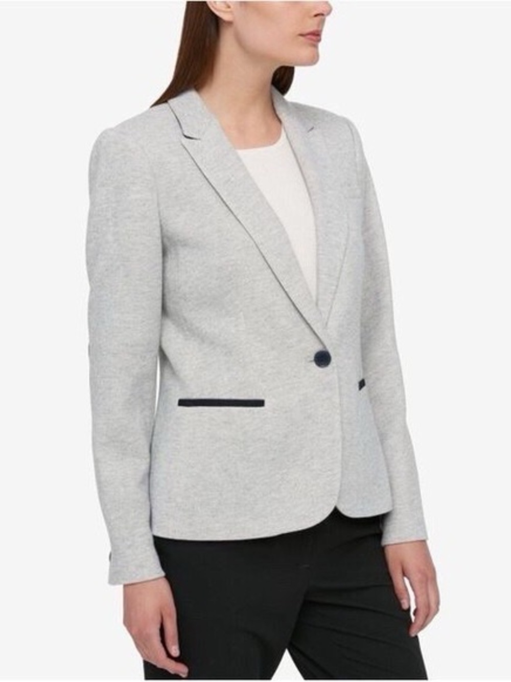 Tommy Hilfiger One Button Cotton Blend Blazer